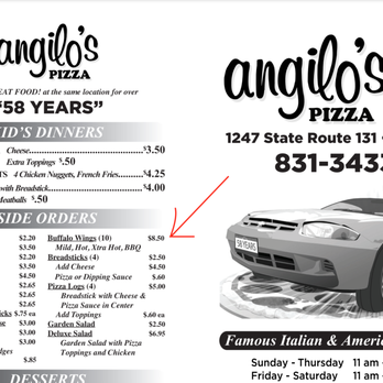 Angilo's Pizza - Prices aren't correct online. Don't be tricked! Charged me $12 for wings! - Pizza Near Me - Milford, Ohio
