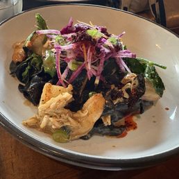 Squid ink pasta with shrimp