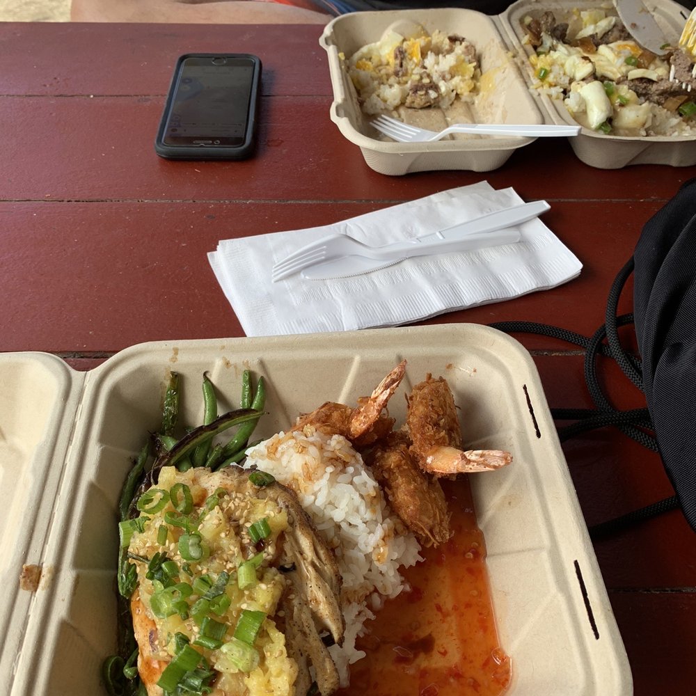 Da Fish Shack - Seared mahi, coconut shrimp, rice and veggies!!! - Food Trucks Near Me - Hana, Hawaii Da Fish Shack - Seared mahi, coconut shrimp, rice and veggies!!! - Food Trucks Near Me - Hana, Hawaii