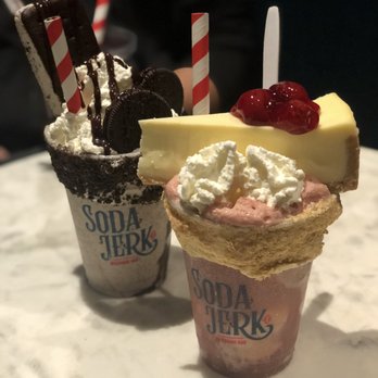 Soda Jerk - Tuxedo Killer Shake (left) and Blissful Berry Cheesecake Killer Shake (right) - Ice Cream & Frozen Yogurt Near Me - Phoenix, Arizona