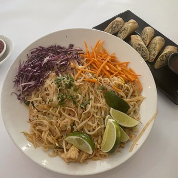 Asparagus - Pad Thai no peanuts extra limes with yummy chicken & thai fried egg rolls - Thai Near Me - Merrillville, Indiana