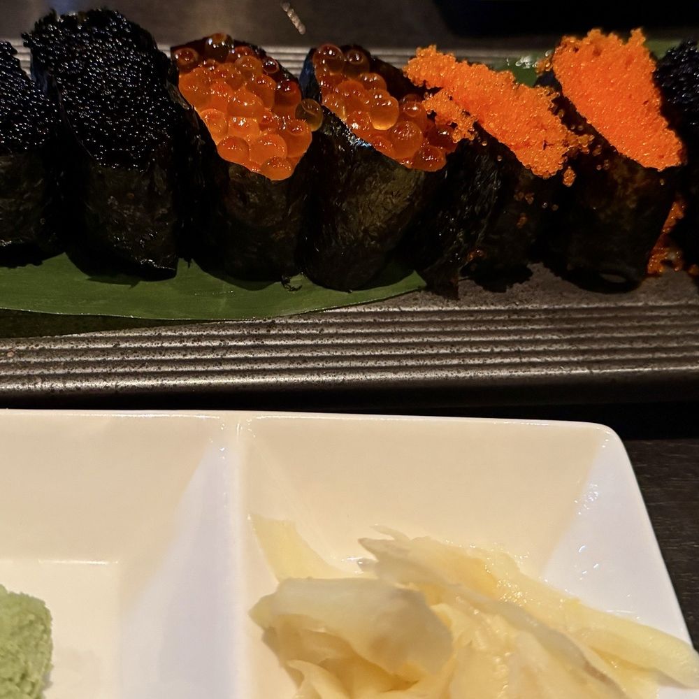 Fish eggs: masago, black tobiko and salmon roe. So fresh and delicious! Fish eggs: masago, black tobiko and salmon roe. So fresh and delicious!