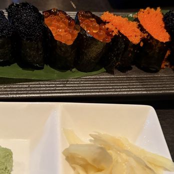 Hashigo Sushi - Fish eggs: masago, black tobiko and salmon roe. So fresh and delicious! - Japanese Near Me - Huntington Beach, California