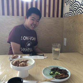 Tamashi Ramen Robata - Chicken karaage, chicken satay skewers and sweet soy beef skewers - Ramen Near Me - Houston, Texas