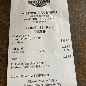 Midtown Bar & Grill - I ordered 2 Gyro Sandwiches. One for now. One for a friend. - Breakfast & Brunch Near Me - Houston, Texas Midtown Bar & Grill - I ordered 2 Gyro Sandwiches. One for now. One for a friend. - Breakfast & Brunch Near Me - Houston, Texas