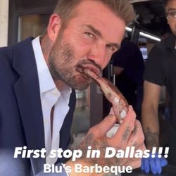Blu's Barbeque & BBQ Catering - David Beckham visiting Blu's Barbeque