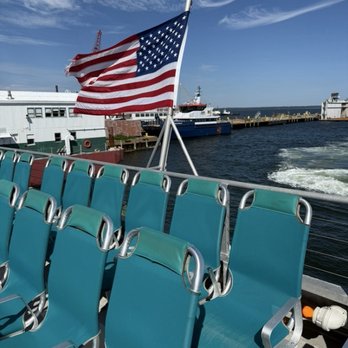Rhode Island Fast Ferry - Upper deck with US flag - Ferries Near Me - North Kingstown, Rhode Island