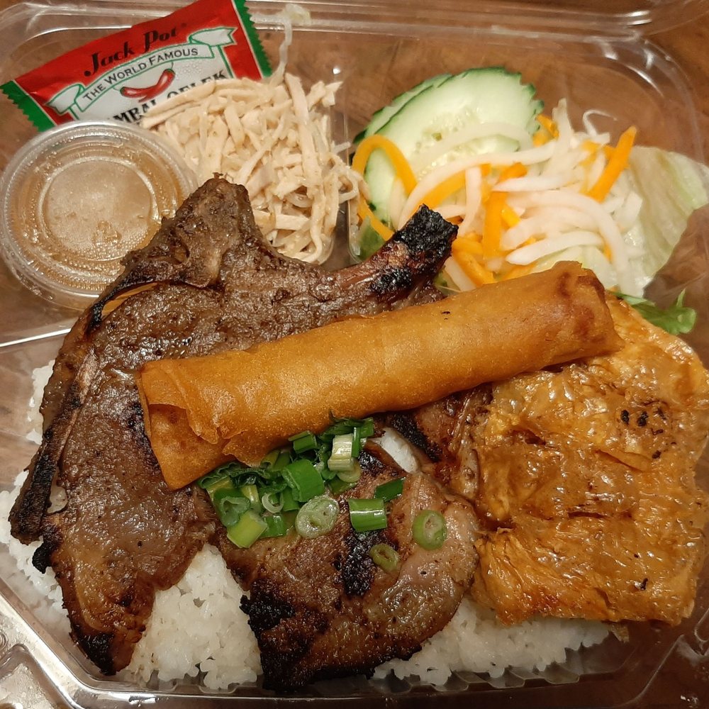 Pho Almaden - Grilled Pork Chop, Egg Roll, Shrimp Cake, Shredded Pork Over Rice - Vietnamese Near Me - San Jose, California Pho Almaden - Grilled Pork Chop, Egg Roll, Shrimp Cake, Shredded Pork Over Rice - Vietnamese Near Me - San Jose, California