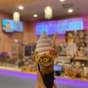 Fluffy Bear - Taro soft serve with cinnamon cone - Ice Cream & Frozen Yogurt Near Me - Laguna Hills, California