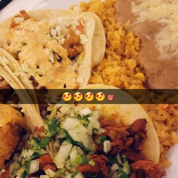 Taquitos Jalisco - 2 Fish tacos and 2 Pastor tacos with beans, rice and large horchata.... AMAZING - Mexican Near Me - Mesa, Arizona Taquitos Jalisco - 2 Fish tacos and 2 Pastor tacos with beans, rice and large horchata.... AMAZING - Mexican Near Me - Mesa, Arizona