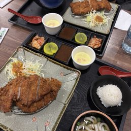 Japanese pork katsu combo (bottom), chicken katsu + udon combo (top)