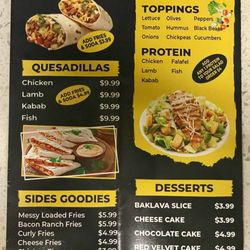 Halal Chicks - Back of takeout menu
