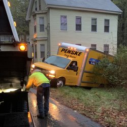 Adams Towing - Adams Towing service, winch towing, wince out of truck stuck in mud, Athol-Orange, MA area.