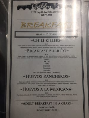 Menu photo 6 Gabby's Grill & Café Lost Hills, CA