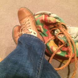 Overland - New kicks! Comfy shearling lined booties and reversible repurposed quilt tote to match