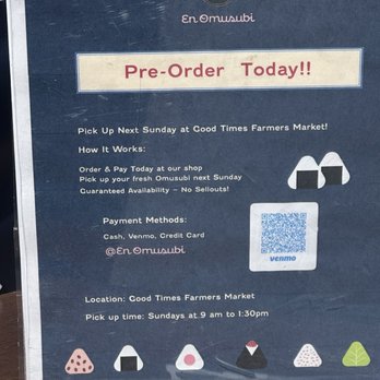 En Omusubi - Pre-order sign - Street Vendors Near Me - Santa Clarita, California En Omusubi - Pre-order sign - Street Vendors Near Me - Santa Clarita, California