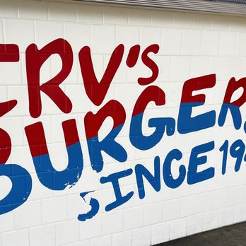 Irv's Burgers - Patriotic style sign outside - Burgers Near Me - Los Angeles, California