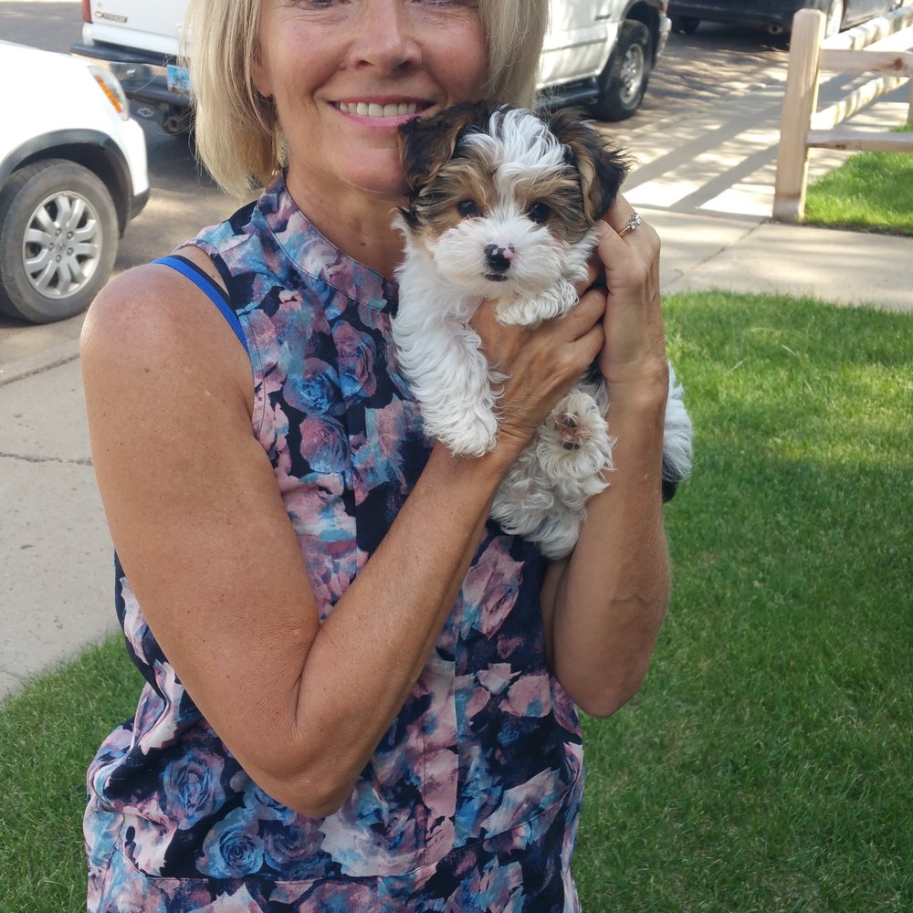 The cutest lady and dog at Hidden Springs Coffee Shop. The cutest lady and dog at Hidden Springs Coffee Shop.