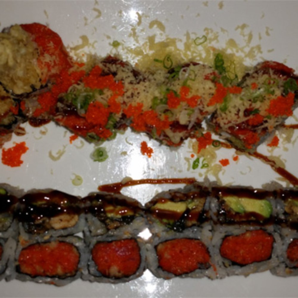 Masago - Volcano, Eel Avocado, and Spicy Tuna Rolls. - Japanese Near Me - Morristown, New Jersey