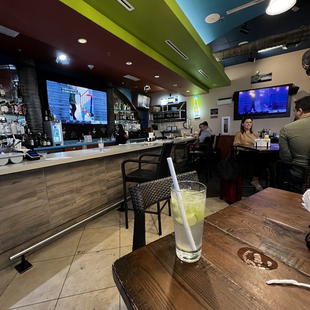 Corona Beach House - Bar area and my caipirinha - American Near Me - Miami, Florida