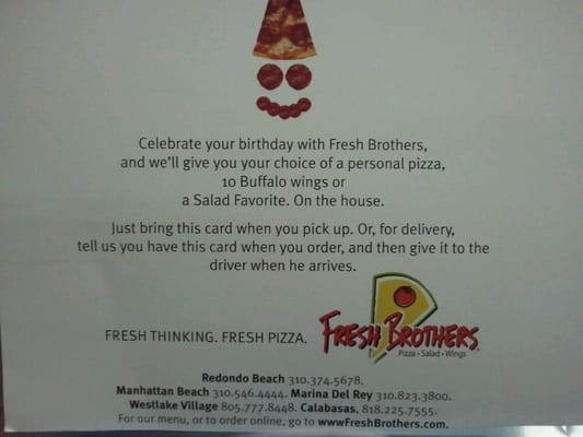 Menu photo 6 Fresh Brothers Pizza Redondo Beach Redondo Beach, CA