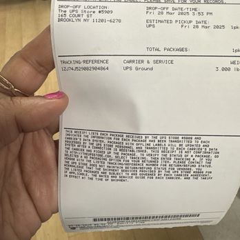 The UPS Store - Todays receipt - Shipping Centers Near Me - Brooklyn, New York