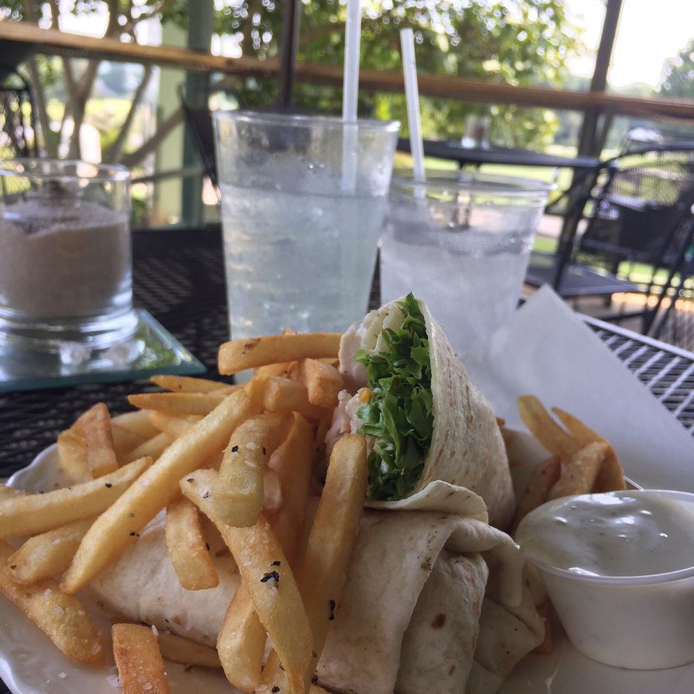 Slices Bistro - Grilled Chicken Wrap, fries, and homemade ranch! - New American Near Me - Nebo, North Carolina