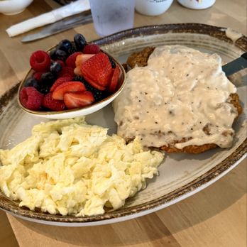BLISS HOUSE - Chicken fried steak, egg whites, and berries - Breakfast & Brunch Near Me - Wichita Falls, Texas