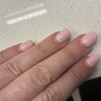 Powder Beauty - Initial color was pink pastel seen on left hand. - Nail Salons Near Me - Los Angeles, California