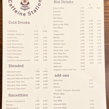 Caffeine Station - Menu (June 2023) - Coffee & Tea Near Me - Sandy, Utah