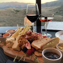 Nice view with our charcuterie board and drinks Nice view with our charcuterie board and drinks
