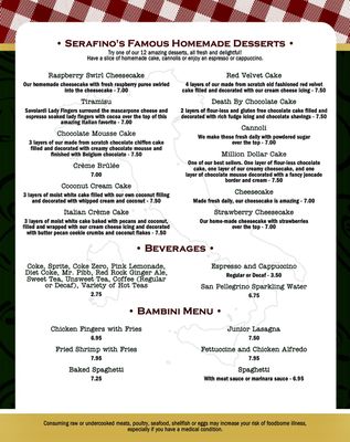 Menu photo 3 Serafino's Italian Bistro Stockbridge, GA Menu photo 3 Serafino's Italian Bistro Stockbridge, GA
