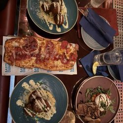 Fernando’s Hideaway - Flatbread, mac and cheese balls, burata