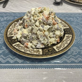 Shohsaroy Restaurant - i think this was the Olivia Salad but i could be wrong, definitely had olives in it - Uzbek Near Me - Brooklyn, New York