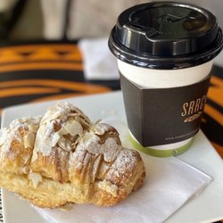 CocoLove - Almond croissant and cafe latte