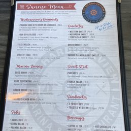 Breakfast menu Breakfast menu