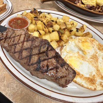 Spencer's Cafe - Ground Beef Steak and Eggs Combination - American Near Me - Bakersfield, California Spencer's Cafe - Ground Beef Steak and Eggs Combination - American Near Me - Bakersfield, California