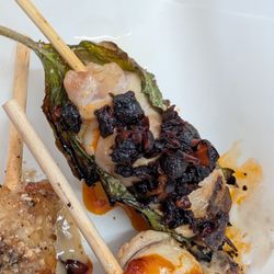 Noria Wines - aku's bbq pop-up: nankotsu take - cartilage, shitake, shiso, soy chili