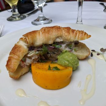 Matisse 167 - Covid Prix Fixe Course 1: Croissant with shellfish, heirloom tomato, and avocado puree. Excellent. - New American Near Me - Rutherford, New Jersey Matisse 167 - Covid Prix Fixe Course 1: Croissant with shellfish, heirloom tomato, and avocado puree. Excellent. - New American Near Me - Rutherford, New Jersey