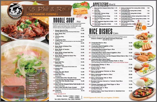Menu photo 5 K5 Pho & Rolls Los Angeles, CA Menu photo 5 K5 Pho & Rolls Los Angeles, CA