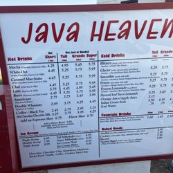 Java Heaven - Menu
