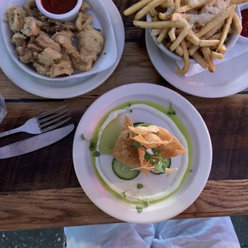 The Sunset Restaurant - Garlic Calamari Fritti, Spicy Ahi Tuna Tartare, Parmesan Truffle Fries - New American Near Me - Malibu, California