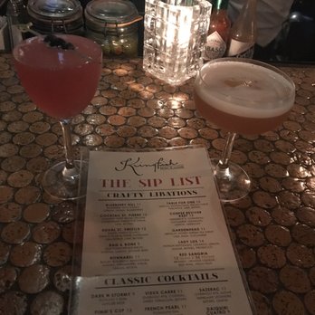 Kingfish Kitchen & Cocktails - blueberry cocktail, table for one mezcal cocktail - Cajun/Creole Near Me - New Orleans, Louisiana