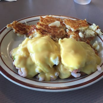 Plaza Cafe - Eggs Benedict with shrimp and avocado plus hash browns - Breakfast & Brunch Near Me - Pleasant Hill, California Plaza Cafe - Eggs Benedict with shrimp and avocado plus hash browns - Breakfast & Brunch Near Me - Pleasant Hill, California