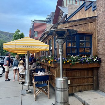 Clark's Oyster Bar - Outside sidewalk dining. Beautiful night! - Seafood Near Me - Aspen, Colorado