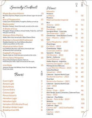 Menu photo 5 Malone's Chop House Brooklyn, NY