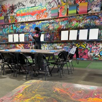 Studio WIP - Instructor, Jason, leading the class. - Paint & Sip Near Me - Chicago, Illinois