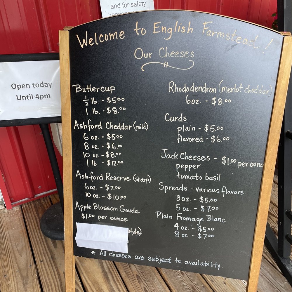 English Farmstead Cheese - the menu - Cheese Shops Near Me - Marion, North Carolina