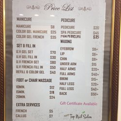 Top Nail - Price list