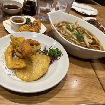 Love Boat Sushi - Mixed Tempura Appetizer Potato Wrapped Shrimp Tempura Udon - Sushi Bars Near Me - San Marcos, California